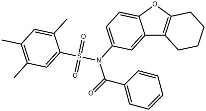 N-benzoyl-2,4,5-trimethyl-N-(6,7,8,9-tetrahydrodibenzo[b,d]furan-2-yl)benzenesulfonamide 구조식 이미지