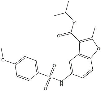 isopropyl 5-{[(4-methoxyphenyl)sulfonyl]amino}-2-methyl-1-benzofuran-3-carboxylate 구조식 이미지