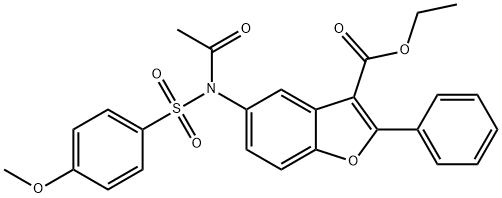 ethyl 5-{acetyl[(4-methoxyphenyl)sulfonyl]amino}-2-phenyl-1-benzofuran-3-carboxylate 구조식 이미지