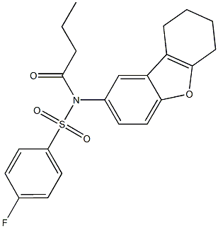 N-butyryl-4-fluoro-N-(6,7,8,9-tetrahydrodibenzo[b,d]furan-2-yl)benzenesulfonamide 구조식 이미지