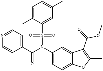 methyl 5-[[(2,5-dimethylphenyl)sulfonyl](isonicotinoyl)amino]-2-methyl-1-benzofuran-3-carboxylate Structure