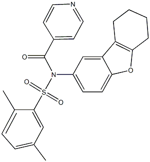 N-isonicotinoyl-2,5-dimethyl-N-(6,7,8,9-tetrahydrodibenzo[b,d]furan-2-yl)benzenesulfonamide 구조식 이미지