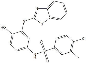 N-[3-(1,3-benzothiazol-2-ylsulfanyl)-4-hydroxyphenyl]-4-chloro-3-methylbenzenesulfonamide 구조식 이미지