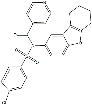 4-chloro-N-isonicotinoyl-N-(6,7,8,9-tetrahydrodibenzo[b,d]furan-2-yl)benzenesulfonamide 구조식 이미지