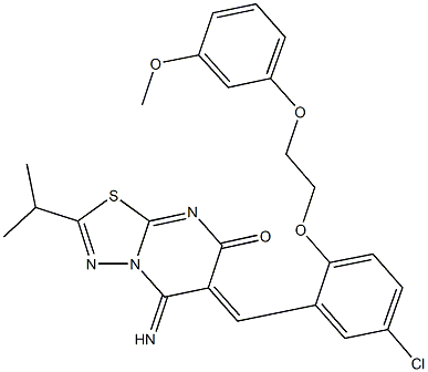 6-{5-chloro-2-[2-(3-methoxyphenoxy)ethoxy]benzylidene}-5-imino-2-isopropyl-5,6-dihydro-7H-[1,3,4]thiadiazolo[3,2-a]pyrimidin-7-one Structure