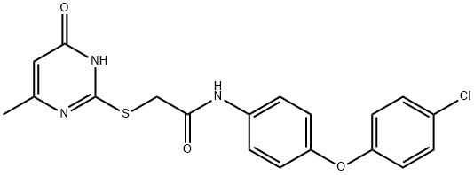 N-[4-(4-chlorophenoxy)phenyl]-2-[(4-hydroxy-6-methyl-2-pyrimidinyl)sulfanyl]acetamide 구조식 이미지