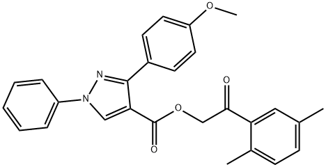 2-(2,5-dimethylphenyl)-2-oxoethyl 3-(4-methoxyphenyl)-1-phenyl-1H-pyrazole-4-carboxylate 구조식 이미지