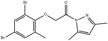 1-[(2,4-dibromo-6-methylphenoxy)acetyl]-3,5-dimethyl-1H-pyrazole Structure