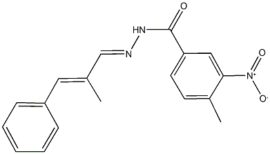 3-nitro-4-methyl-N'-(2-methyl-3-phenyl-2-propenylidene)benzohydrazide 구조식 이미지
