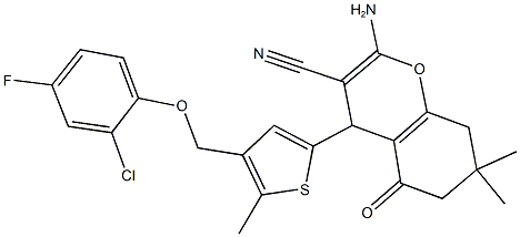 2-amino-4-{4-[(2-chloro-4-fluorophenoxy)methyl]-5-methyl-2-thienyl}-7,7-dimethyl-5-oxo-5,6,7,8-tetrahydro-4H-chromene-3-carbonitrile 구조식 이미지