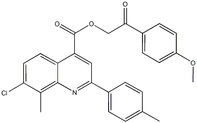 2-(4-methoxyphenyl)-2-oxoethyl 7-chloro-8-methyl-2-(4-methylphenyl)-4-quinolinecarboxylate 구조식 이미지
