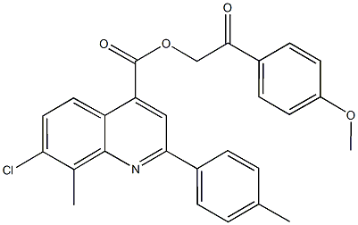 2-(4-methoxyphenyl)-2-oxoethyl 7-chloro-8-methyl-2-(4-methylphenyl)-4-quinolinecarboxylate Structure