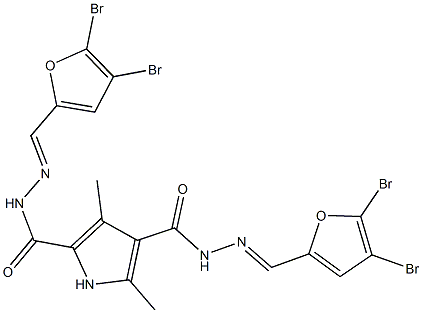 N'~2~,N'~4~-bis[(4,5-dibromo-2-furyl)methylene]-3,5-dimethyl-1H-pyrrole-2,4-dicarbohydrazide 구조식 이미지