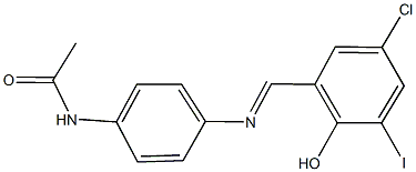 N-{4-[(5-chloro-2-hydroxy-3-iodobenzylidene)amino]phenyl}acetamide 구조식 이미지