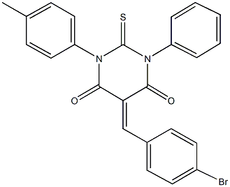 5-(4-bromobenzylidene)-1-(4-methylphenyl)-3-phenyl-2-thioxodihydro-4,6(1H,5H)-pyrimidinedione 구조식 이미지