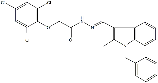 N'-[(1-benzyl-2-methyl-1H-indol-3-yl)methylene]-2-(2,4,6-trichlorophenoxy)acetohydrazide 구조식 이미지