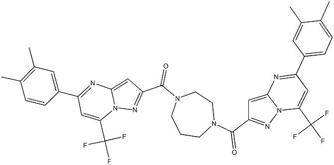 5-(3,4-dimethylphenyl)-2-[(4-{[5-(3,4-dimethylphenyl)-7-(trifluoromethyl)pyrazolo[1,5-a]pyrimidin-2-yl]carbonyl}-1,4-diazepan-1-yl)carbonyl]-7-(trifluoromethyl)pyrazolo[1,5-a]pyrimidine 구조식 이미지