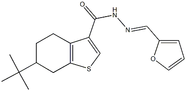 6-tert-butyl-N'-(2-furylmethylene)-4,5,6,7-tetrahydro-1-benzothiophene-3-carbohydrazide 구조식 이미지