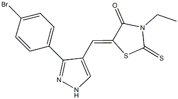 5-{[3-(4-bromophenyl)-1H-pyrazol-4-yl]methylene}-3-ethyl-2-thioxo-1,3-thiazolidin-4-one Structure