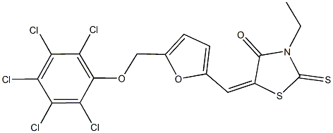 3-ethyl-5-({5-[(2,3,4,5,6-pentachlorophenoxy)methyl]-2-furyl}methylene)-2-thioxo-1,3-thiazolidin-4-one 구조식 이미지