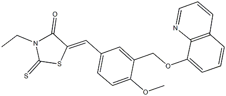 3-ethyl-5-{4-methoxy-3-[(8-quinolinyloxy)methyl]benzylidene}-2-thioxo-1,3-thiazolidin-4-one 구조식 이미지