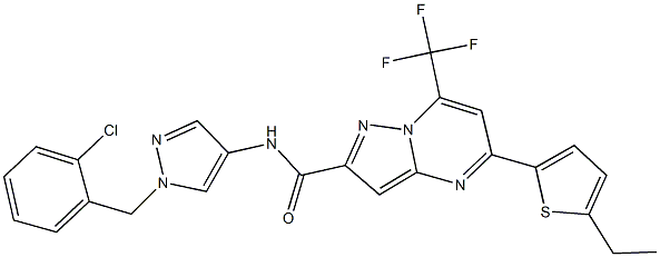 N-[1-(2-chlorobenzyl)-1H-pyrazol-4-yl]-5-(5-ethyl-2-thienyl)-7-(trifluoromethyl)pyrazolo[1,5-a]pyrimidine-2-carboxamide Structure