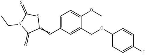 3-ethyl-5-{3-[(4-fluorophenoxy)methyl]-4-methoxybenzylidene}-2-thioxo-1,3-thiazolidin-4-one Structure