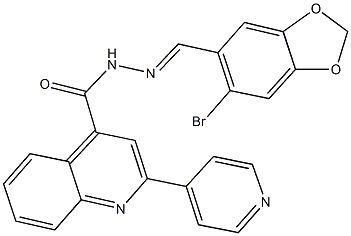 N'-[(6-bromo-1,3-benzodioxol-5-yl)methylene]-2-(4-pyridinyl)-4-quinolinecarbohydrazide 구조식 이미지