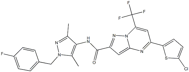 5-(5-chloro-2-thienyl)-N-[1-(4-fluorobenzyl)-3,5-dimethyl-1H-pyrazol-4-yl]-7-(trifluoromethyl)pyrazolo[1,5-a]pyrimidine-2-carboxamide Structure