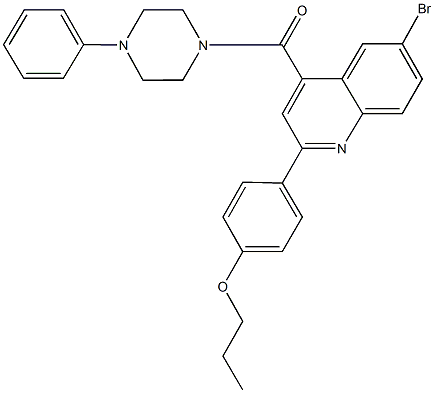 4-{6-bromo-4-[(4-phenyl-1-piperazinyl)carbonyl]-2-quinolinyl}phenyl propyl ether Structure