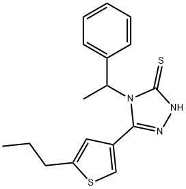 4-(1-phenylethyl)-5-(5-propyl-3-thienyl)-4H-1,2,4-triazol-3-yl hydrosulfide 구조식 이미지