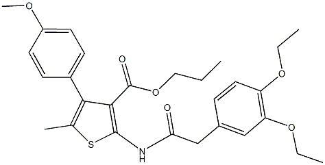 propyl 2-{[(3,4-diethoxyphenyl)acetyl]amino}-4-(4-methoxyphenyl)-5-methyl-3-thiophenecarboxylate Structure