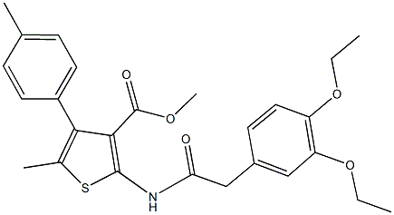 methyl 2-{[(3,4-diethoxyphenyl)acetyl]amino}-5-methyl-4-(4-methylphenyl)-3-thiophenecarboxylate 구조식 이미지