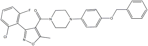 benzyl 4-(4-{[3-(2-chloro-6-fluorophenyl)-5-methyl-4-isoxazolyl]carbonyl}-1-piperazinyl)phenyl ether 구조식 이미지