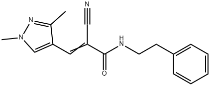 2-cyano-3-(1,3-dimethyl-1H-pyrazol-4-yl)-N-(2-phenylethyl)acrylamide Structure