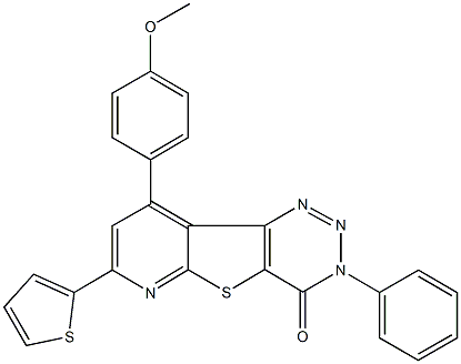 9-(4-methoxyphenyl)-3-phenyl-7-(2-thienyl)pyrido[3',2':4,5]thieno[3,2-d][1,2,3]triazin-4(3H)-one 구조식 이미지