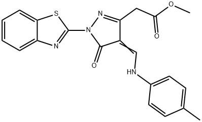 methyl [1-(1,3-benzothiazol-2-yl)-5-oxo-4-(4-toluidinomethylene)-4,5-dihydro-1H-pyrazol-3-yl]acetate Structure