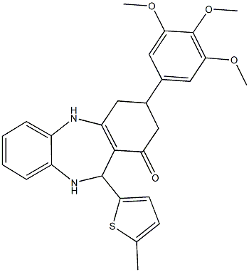 11-(5-methyl-2-thienyl)-3-(3,4,5-trimethoxyphenyl)-2,3,4,5,10,11-hexahydro-1H-dibenzo[b,e][1,4]diazepin-1-one Structure