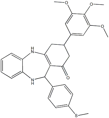 11-[4-(methylsulfanyl)phenyl]-3-(3,4,5-trimethoxyphenyl)-2,3,4,5,10,11-hexahydro-1H-dibenzo[b,e][1,4]diazepin-1-one Structure