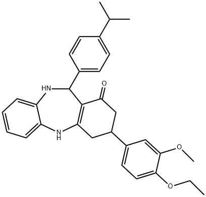 3-(4-ethoxy-3-methoxyphenyl)-11-(4-isopropylphenyl)-2,3,4,5,10,11-hexahydro-1H-dibenzo[b,e][1,4]diazepin-1-one Structure