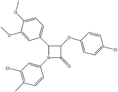 1-(3-chloro-4-methylphenyl)-3-(4-chlorophenoxy)-4-(3,4-dimethoxyphenyl)-2-azetidinone Structure