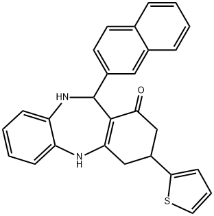 11-(2-naphthyl)-3-(2-thienyl)-2,3,4,5,10,11-hexahydro-1H-dibenzo[b,e][1,4]diazepin-1-one Structure
