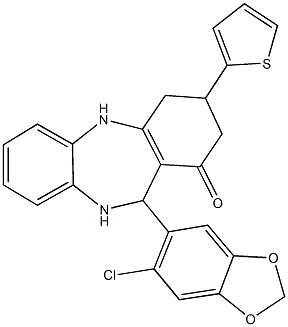 11-(6-chloro-1,3-benzodioxol-5-yl)-3-(2-thienyl)-2,3,4,5,10,11-hexahydro-1H-dibenzo[b,e][1,4]diazepin-1-one Structure