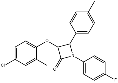 3-(4-chloro-2-methylphenoxy)-1-(4-fluorophenyl)-4-(4-methylphenyl)-2-azetidinone Structure