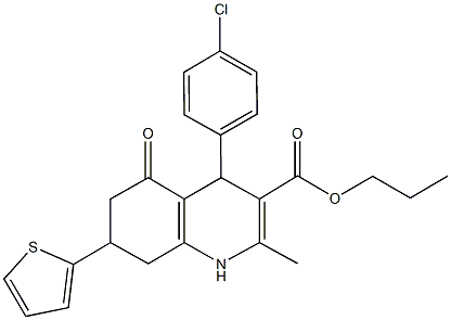 propyl 4-(4-chlorophenyl)-2-methyl-5-oxo-7-(2-thienyl)-1,4,5,6,7,8-hexahydro-3-quinolinecarboxylate 구조식 이미지