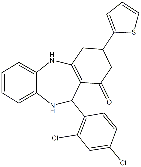 11-(2,4-dichlorophenyl)-3-(2-thienyl)-2,3,4,5,10,11-hexahydro-1H-dibenzo[b,e][1,4]diazepin-1-one 구조식 이미지