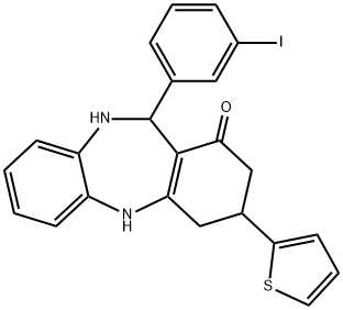 11-(3-iodophenyl)-3-(2-thienyl)-2,3,4,5,10,11-hexahydro-1H-dibenzo[b,e][1,4]diazepin-1-one Structure