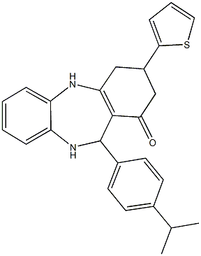 11-(4-isopropylphenyl)-3-(2-thienyl)-2,3,4,5,10,11-hexahydro-1H-dibenzo[b,e][1,4]diazepin-1-one 구조식 이미지