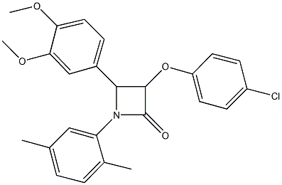 3-(4-chlorophenoxy)-4-(3,4-dimethoxyphenyl)-1-(2,5-dimethylphenyl)-2-azetidinone Structure