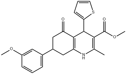 methyl 7-(3-methoxyphenyl)-2-methyl-5-oxo-4-(2-thienyl)-1,4,5,6,7,8-hexahydro-3-quinolinecarboxylate 구조식 이미지